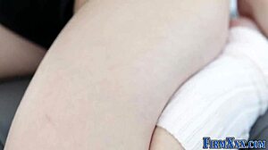 innocent-looking cute asian babe takes on two monster cocks for double penetration thrill?