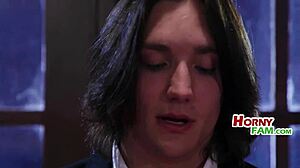 Blindfolded fiance watches family cuckold him with teen milf group daddy action