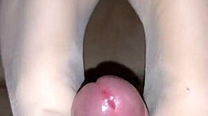 she gives me a homemade nylon footjob ending in sticky cumshot