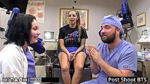 Nurse Lenna Lux Forces Hitachi Orgasms on Human Guinea Pig Patient Stefania Mafra