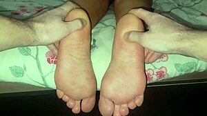 stepmom gets relaxing barefoot foot massage from horny stepson