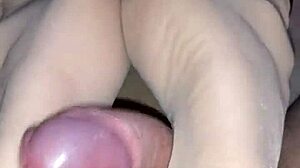 she gives me a homemade nylon footjob ending in sticky cumshot