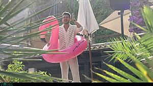 French slut deepthroats black waiter's monster cock then calls boyfriend for rough hotel pounding