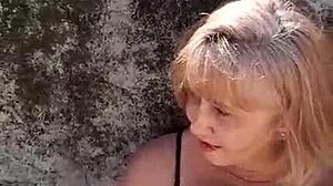 African Blonde Milf Flaunts Huge Natural Tits Big Nipples and Massive Pussy Lips on Beach