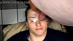Huge homemade facial splatters straight into her wide eyes