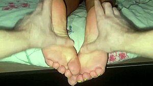 stepmom gets relaxing barefoot foot massage from horny stepson
