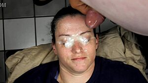 Huge homemade facial splatters straight into her wide eyes
