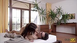 Old man pounds young fiancee in fierce heated sex