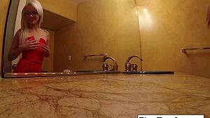 Elsa Jean Fingers Small Tits Pussy in Hot Home Solo Masturbation Video!