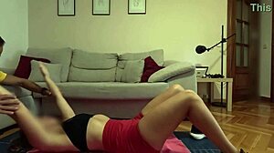 ella sneaks a hidden camera to fuck her personal trainer hard doggystyle with monster cock blowjob licking pussy