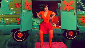 granny velma dinkley in costume delivers spectacular deepthroat blowjob and swallows cum pov style
