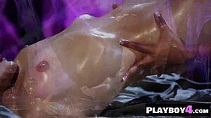 Sexy Ebony Model Poses Big Ass And Tits With Milf In Lingerie Striptease