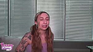 Nina Nova's Pigtails Bounce in Bareback Creampie Doggystyle