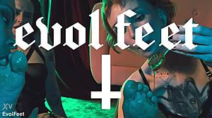 honey drips over sexy feet as brunette goddess licks toes with redhead in lingerie pov