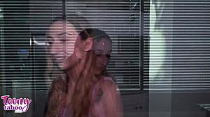 Nina Nova's Pigtails Bounce in Bareback Creampie Doggystyle