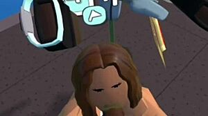 Cute Girl Kneels Sucking Thick Cock Deep in Rec Room