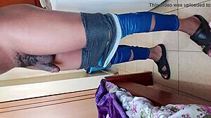 Asian beauty strips clothes slowly for solo tease