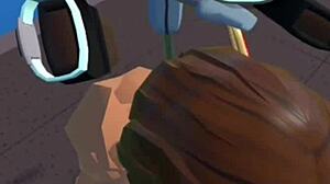 Cute Girl Kneels Sucking Thick Cock Deep in Rec Room