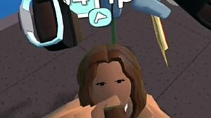 Cute Girl Kneels Sucking Thick Cock Deep in Rec Room