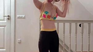 wow check out this belly dancer goddess shaking her huge belly with glasses on