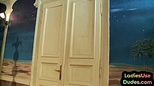 mean british femdom pegs her sub hard