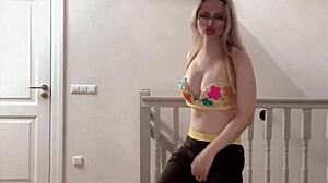 wow check out this belly dancer goddess shaking her huge belly with glasses on