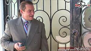 skinny brunette milf's perfect tits jiggle as big cock rams her pussy hard