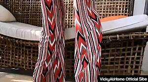 Vicky Vette big boobed blonde swallows sloppy blowjob cum