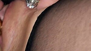 Cheating Wife Fucked Deep by Massive Cock Dildo in Stockings Shaved Pussy