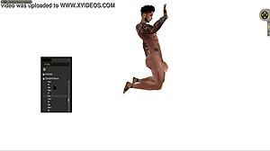 Black Cartoon Hunk Stands Squats Lies for Hardcore Shop Sex