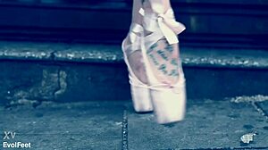 Ballerina In Ballet Shoes Walks Street Then Deepthroats Outdoor