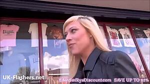 sexy blonde teen axa jay flashes outdoors public blowjob tease 😘🌳