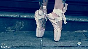 Ballerina In Ballet Shoes Walks Street Then Deepthroats Outdoor