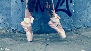 Ballerina In Ballet Shoes Walks Street Then Deepthroats Outdoor