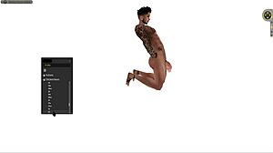 Black Cartoon Hunk Stands Squats Lies for Hardcore Shop Sex