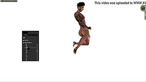 Black Cartoon Hunk Stands Squats Lies for Hardcore Shop Sex