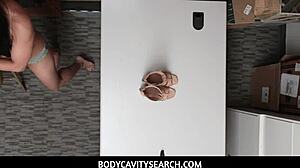 Petite Teen Swallows Huge Monster Cock In Secret Mall Office After Burglar Striptease