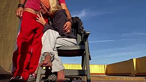 Wanna see me deepthroat neighbor's cock and swallow every drop on the terrace?