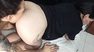 guy bends colombian stepsis big ass over for doggystyle creampie homemade