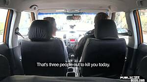 busty milf bends over for public car lesson fuck