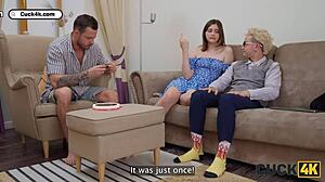 i can't help it, this hot shy slut cheats right in front of her watching husband