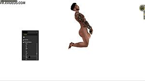 Black Cartoon Hunk Stands Squats Lies for Hardcore Shop Sex