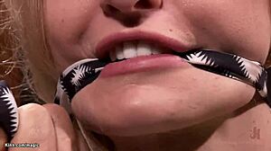 bound blonde gets monster cock slammed in suspension