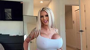 BIG TITS BLONDE STEPMOM Catches Me Watching PORN and FUCKS Wildly