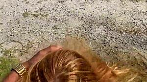 i spot blonde beach hottie, pay 10 for her public blowjob skills