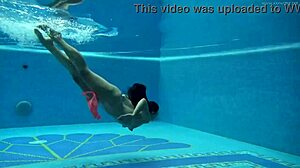 Hungarian milf teasing her big ass and tits naked in pool?