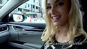 blonde hitchhiker teen sucks and fucks stranger pov in his car outdoors