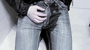 ever wonder what happens when she pees right in her jeans in the toilet?