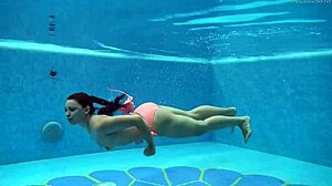 Hungarian milf teasing her big ass and tits naked in pool?