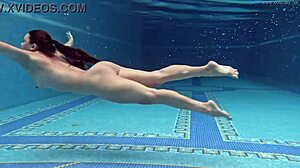 Hungarian milf teasing her big ass and tits naked in pool?